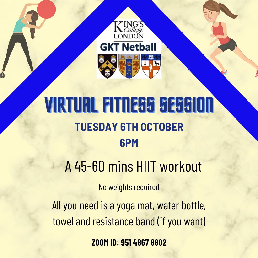 COVID isn’t going to stop us from working out! 💪🏼💪🏾😂 Join us for our virtual fitness session on Tuesday 6th Oct at 6pm, as we break a sweat and try to burn those lockdown calories