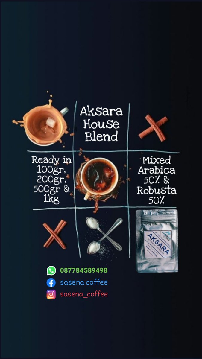 SasenaCoffee's tweet photo. House Blend Aksara.
Racikan Arabica 50%, Robusta 50%. 
Cocok dibuat coldbrew, ngopi dirumah ala kafe. Yang bertamu juga betah kalo dibikinin coldbrew😁😁😁

#sasena_coffee #arabica #robusta #houseblend #coldbrew #kopikekinian #coffeeblend #dripbagcoffee #coffeebag #kopiindonesia https://t.co/o1Tbdqa91H