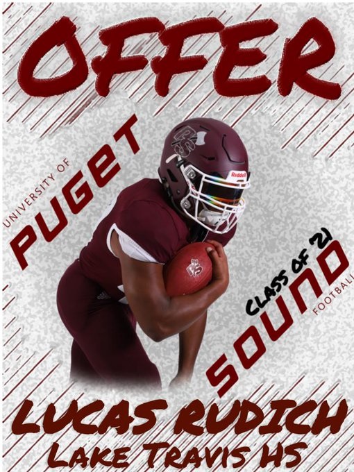I want to thank @usmcwildcats, @CoachSteiger, <a href="/jeffthomas4/">Jeff Thomas</a> for the offer to play football at <a href="/P_S_football/">Puget Sound Football</a>.  I am excited about their engineering program and strong football tradition.  I also want to thank <a href="/LTHSCavFootball/">Lake Travis Football</a>, <a href="/LT_FBRecruiting/">Lake Travis FB Recruiting</a>, <a href="/CoachKHalfmann/">Coach Halfmann</a> and <a href="/CoachHankCarter/">Hank Carter</a>