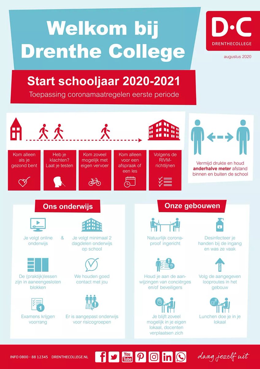 Samen voor een veilig DC!
Een dringend advies aan al onze studenten, medewerkers en bezoekers om vanaf 5okt een #mondkapje te dragen wanneer je je beweegt in onze lokalen, werkruimtes &amp; gebouwen. Ook onderstaande blijft van kracht. bit.ly/3l98ZNb
#corona #mbo #veiligheid