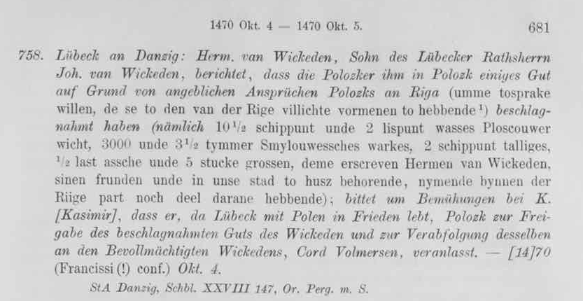 FGHO_eu's tweet photo. 4/4 But the #GermanHanse had other problems as well: On Oct 4 1470, Lübeck sent a letter to Gdansk on goods of a Lübeck merchant arrested in Polotsk because of demands against Riga. Yes, makes sense - ask @retro_conflicts why! 😀
Source: https://t.co/IbQVD1CApc no 9 nr. 758. https://t.co/Tml8qiEy0G