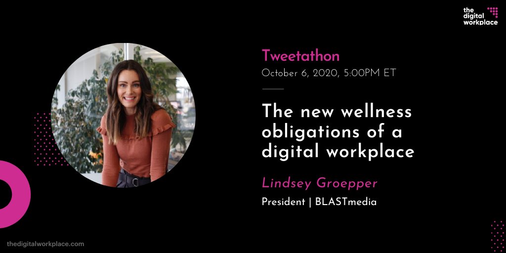 The Digital Workplace (@thedigitalwp) on Twitter photo Are you developing the right kind of wellness in your digital workplace?
Join us as <a href="/lindseygroepper/">Lindsey Groepper</a> discusses how to design digital wellness programs on Oct 6th!
Register soon: bit.ly/2ZTqEk0
#DigitalWorkplaceDay #DigitalWorkplace #FutureofWork Are you developing the right kind of wellness in your digital workplace?
Join us as <a href="/lindseygroepper/">Lindsey Groepper</a> discusses how to design digital wellness programs on Oct 6th!
Register soon: bit.ly/2ZTqEk0
#DigitalWorkplaceDay #DigitalWorkplace #FutureofWork