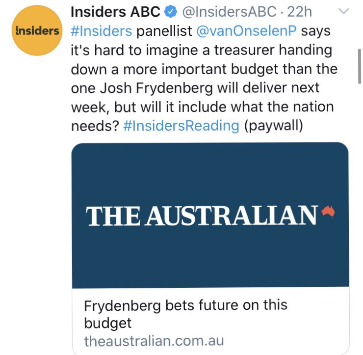 every single  #InsidersReading is highly paid columnists suggesting a government that has never promoted equality and recklessly splashes public cash on its pet ideological projects for the wealthy could just maybe this once turn around and act in the public interest.