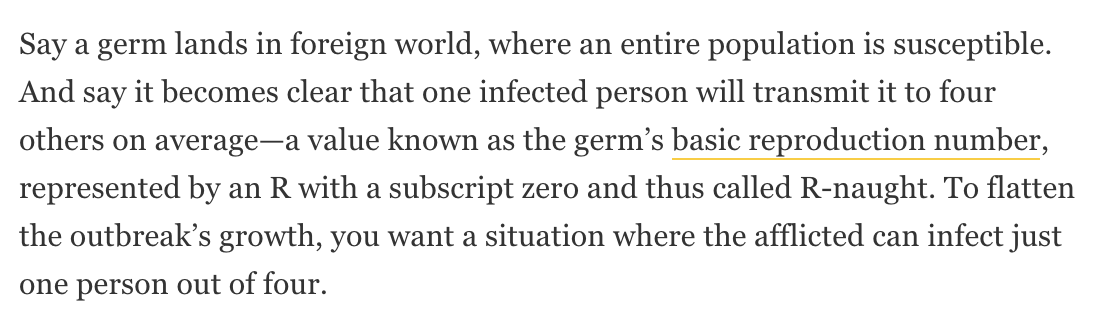 Ok, when most people say "herd immunity," they mean the herd immunity threshold (HIT). It's the percentage of a population that must be immune to stop a disease's spread. Paul Fine at  @LSHTM explained this simple way to think about it, and I went   https://www.nationalgeographic.com/science/2020/10/natural-herd-immunity-mentality-cannot-stop-coronavirus-weak-vaccine-cvd/
