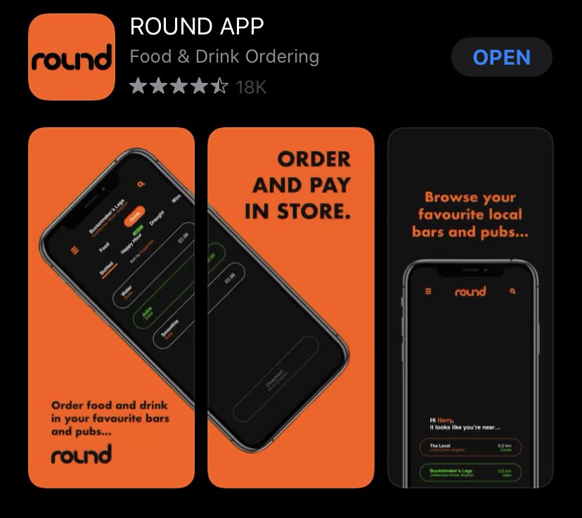 When visiting the ground you can now order your drinks on our App. 
Simply download ROUND APP from your App Store. When you are at the Ground Your location will allow you to order and pay for your drinks which will be delivered to your table.
