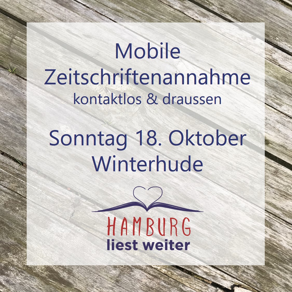 Mobile Annahme ausgelesener Zeitschriften - kontaktlos &amp; draussen -  für gemeinnützige &amp; öffentliche HH Einrichtungen: So 18.10., 15 - 16 h, Hans-Henny-Jahnn-Weg 53 (davor oder Parkdeck links) in Winterhude / Uhlenhorst. Infos auf hamburgliestweiter.org #sharingiscaring
