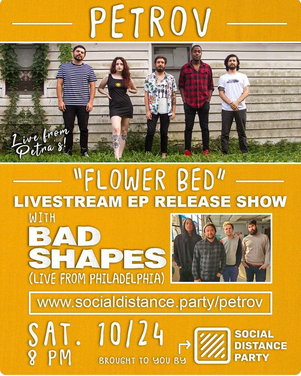 BadShapesPhilly's tweet photo. Its been a while...STOKED to be PERFORMING again on OCT 24th with friends @petrovclt for their album release! Enjoy from your couch and personal dance floor. Streaming details coming soooooooon https://t.co/qDk4jRrHlF