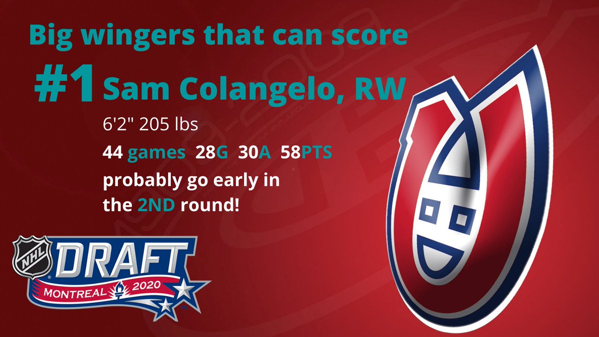 1/6the  #nhldraft2020 is comingthe  @CanadiensMTL will probably target big wingers that can score goals!!this thread has a few i hope they pick up!  #gohabsgo  