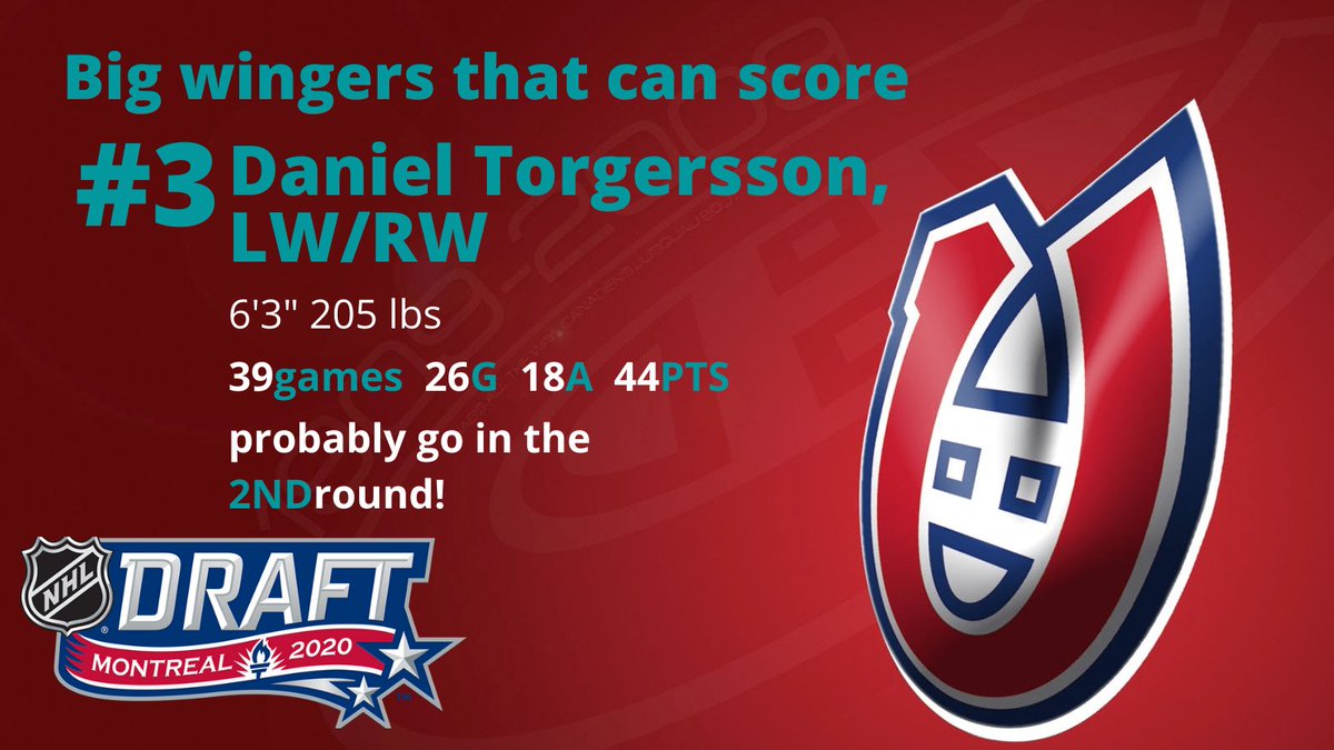 3/6the  #nhldraft2020 is comingthe  @CanadiensMTL will probably target big wingers that can score goals!!this thread has a few i hope they pick up!  #gohabsgo  