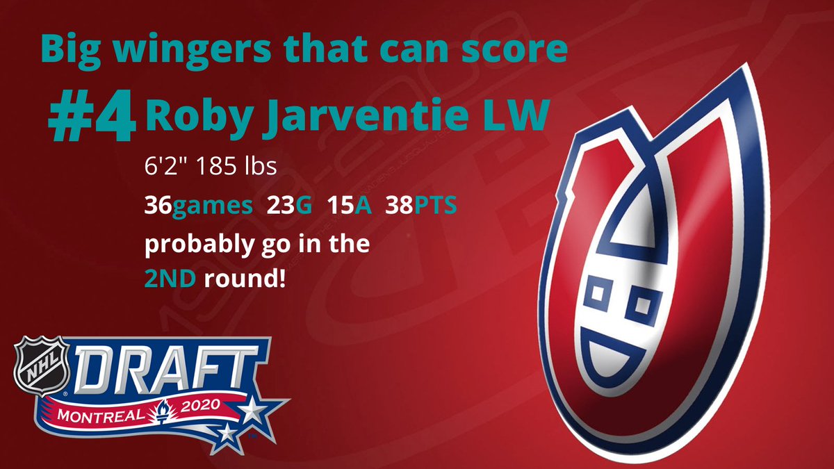 4/6the  #nhldraft2020 is comingthe  @CanadiensMTL will probably target big wingers that can score goals!!this thread has a few i hope they pick up!  #gohabsgo  