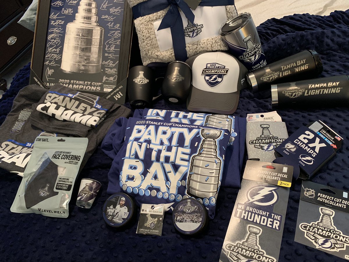 jpnuc's tweet photo. Eek.... this doesn’t include the few things I bought the night of the final. In my defense..... a few of these are gifts. #GoBolts #StanleyCupChampions #MerchForDays https://t.co/OUJlK92grM