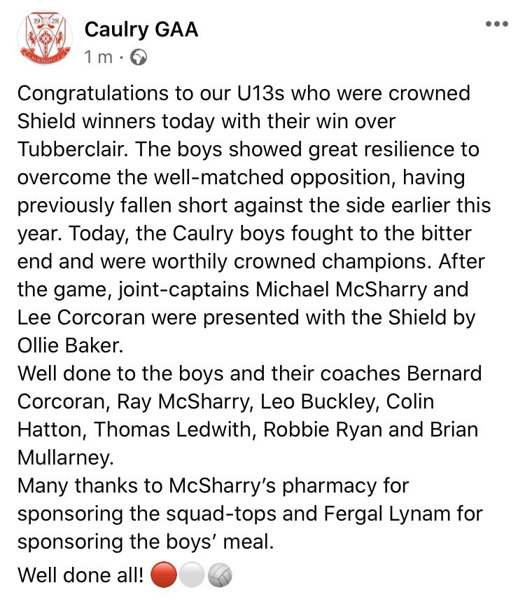 caulry's tweet photo. Congratulations to our U13s boys and their coaches Bernard Corcoran, Ray McSharry, Leo Buckley, Colin Hatton, Thomas Ledwith, Robbie Ryan and Brian Mullarney who were crowned Shield winners! 🔴⚪️🏐 https://t.co/EysQTeYGIF