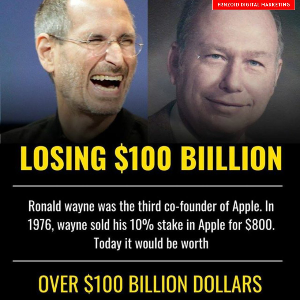 frnzoid's tweet photo. Owning 10% of @Apple right now sounds like a dream. But one man actually knows what it's like to watch that opportunity slip away. Ronald Wayne, the little known third co-founder of Apple.

#apple #AppleOne #AppleMusic #digitalmarketing #shubhamborawake #frnzoid #ashishkadam https://t.co/EAwMvuvivv