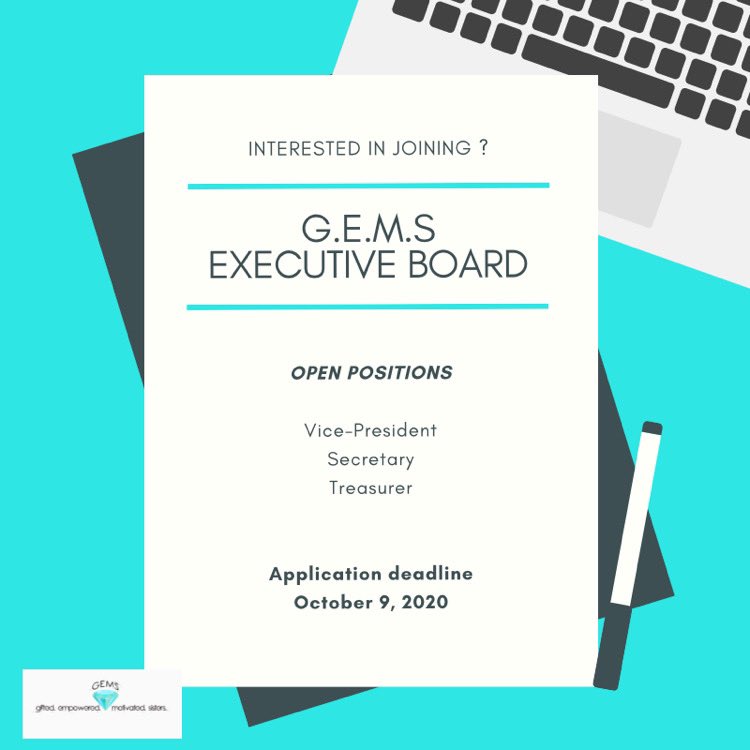gems_ku's tweet photo. G.E.M.S is hiring for The Executive Board! If you are looking to get involved on campus, apply today! The link to apply is in our bio. If you have any questions, please contact the GEMS Advisory Council at kugems9@gmail.com https://t.co/n7v0ZIPBiy