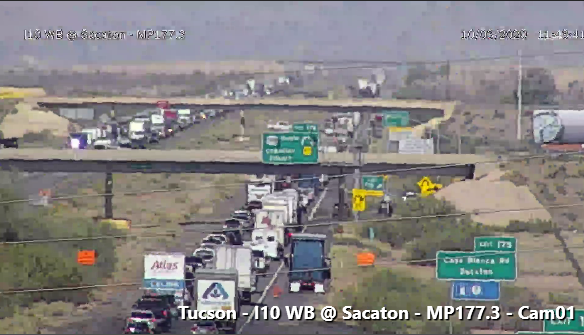 NOW: Traffic is stopped on I-10 EB at milepost 175 near Sacaton. This is due to a crash. #aztraffic