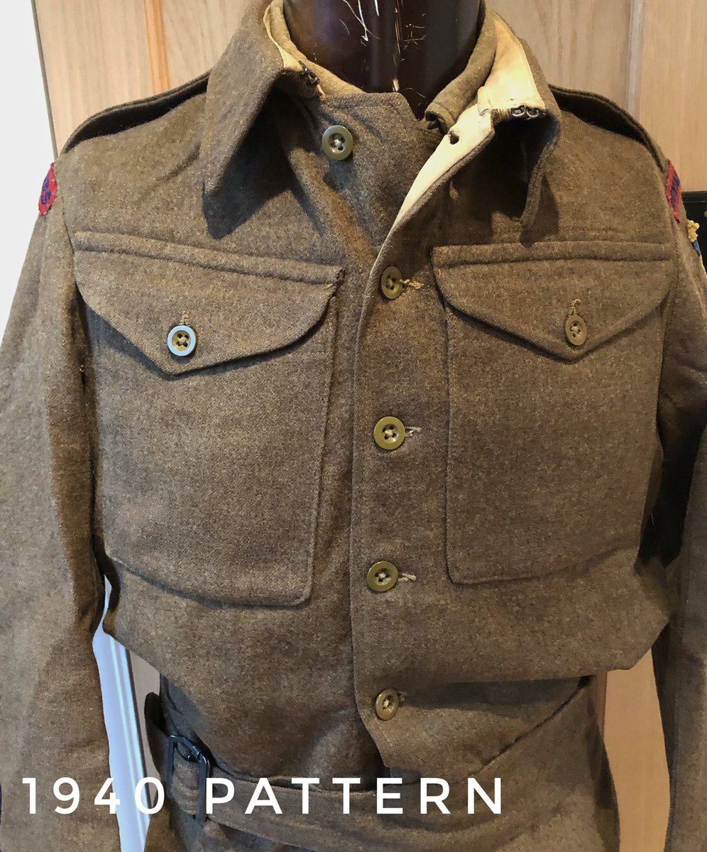Battledress was simple in conception but still needed a fair amount of material, and all the concealed buttons & pleats required work. With a mass citizen army in the making, ‘austerity’ measures were needed. So along came ‘1940 Pattern’ (wait for it)  #BattledressThread