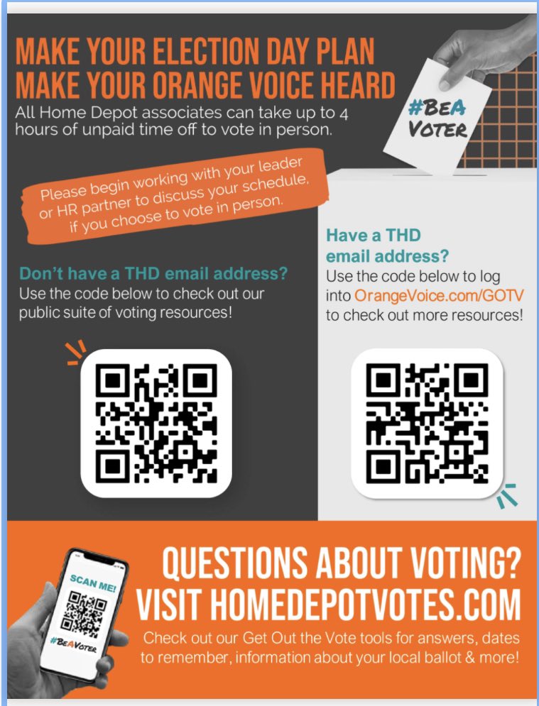 #BeAVoter #RegisterToVote #OrangVoice <a href="/HomeDepotGR/">The Home Depot Government Relations</a>