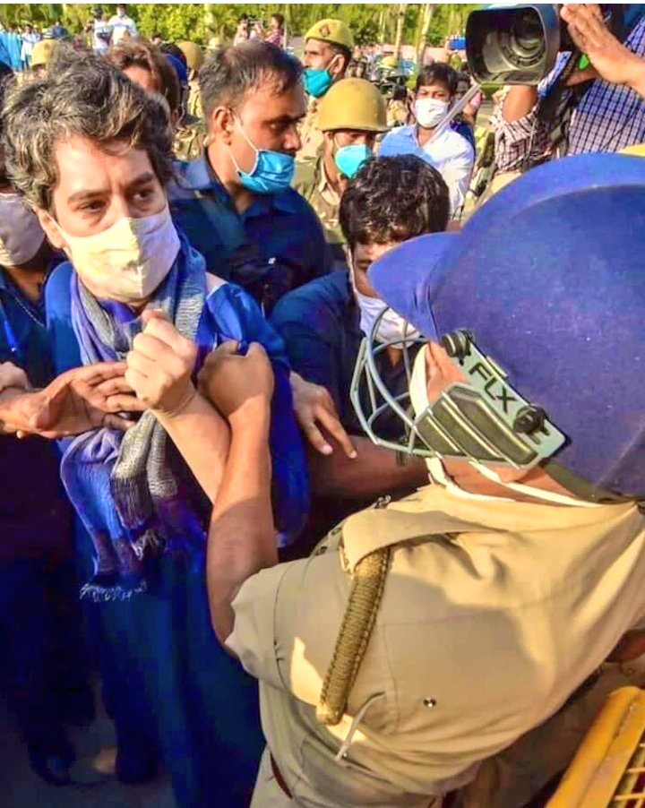 _______ali's tweet photo. Keeping everything aside, how dare he touched a woman like that.

Is this how UP POLICE is going to protect women?? They bloody need to get their mental balance right.

Now I want to see the stand of feminist and feminism.
#ShameOnYogi #UPPolice #PriyankaGandhi #IPL2020 #IPL https://t.co/GMDj0VyyYg