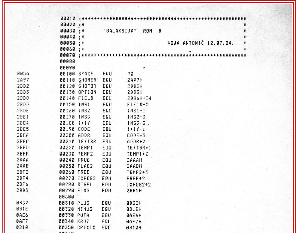 Voja Antonić wrote 3 ROMs for  #Galaksija: ROM A, featuring the BASIC interpreter, graphics and other essential functions, ROM B with advanced math functions, and CHAR ROM with characters, since the computer had to know how to draw them on the screen!