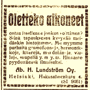 jouko_kokkonen's tweet photo. Oletteko aikoneet ostaa itsellenne jonkun soittimen? Länsi-Savo 4.10.1920 #Suomi1920 #soitin #musiikki https://t.co/ZS64znO23Y