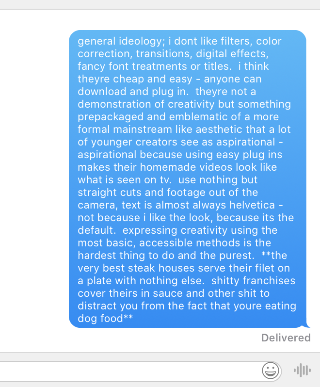 younger filmmaker wants to help me with videos and i sent him this note with thoughts on how i approach youtube filmmaking
