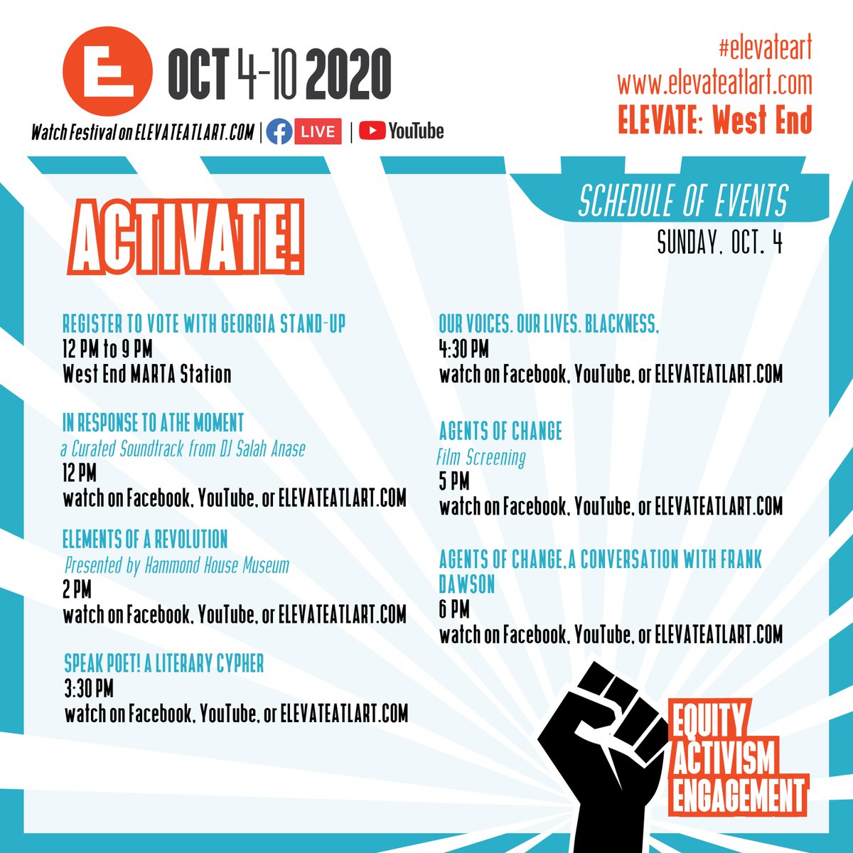 Tomorrow we kickoff our annual festival at 12 PM. Check out our post for a full schedule of Sunday's events.

Learn more at ELEVATEATLART.COM