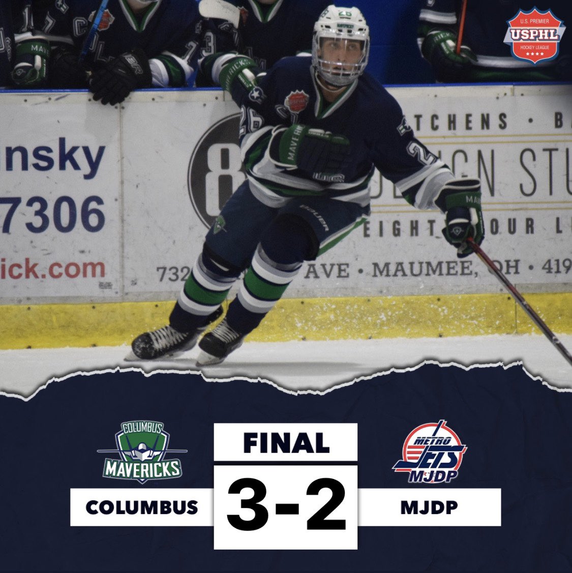 ColumbusMavsHky's tweet photo. With a 3-2 win over the MJDP, the Mavs make it a perfect 4-0 at the @USPHL #DetroitShowcase! Tim Kramer led the Mavs with 2 goals while Max Williams netted the third. Tyler Dickerson got in on the action with 2 assists while Deric Richison assisted one the third.
***
#GoMavs https://t.co/SXgIa2pLij