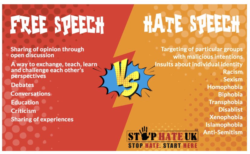 Hate speech - “derogatory public expression targeting historically disadvantaged social groups. Expression characterized as hate speech typically targets racial and ethnic minorities but it can also be directed against women, LGBTQ people, and religious minorities.”