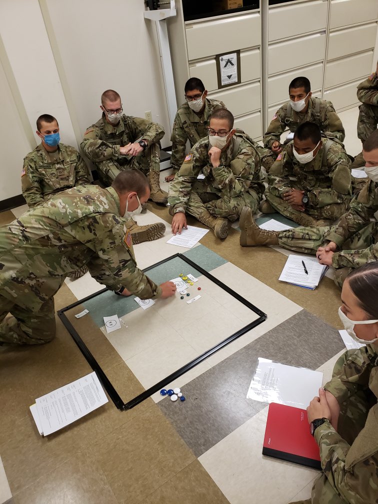 35ENWarriors's tweet photo. A35 Assassins spend Saturday morning with EBOLC 2LTs learning the 5 paragraph OPORD with the help of terrain models. Developing Leaders! @Assassin_6_ @EngineerBrigade @MSCoECG @fortleonardwood @TRADOC https://t.co/Nbqq3YLbCs