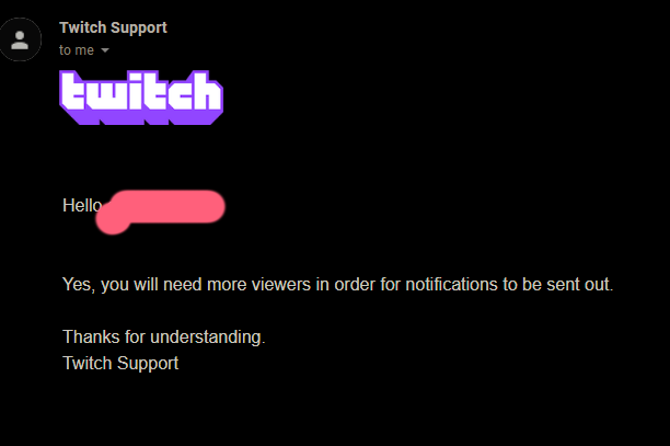 Jambo A Streamer Sent An Email To Twitch Wondering Why Their Raid Less Than 5 Viewers Didn T Trigger A Chat Alert And This Was Their Response Streamers Of All