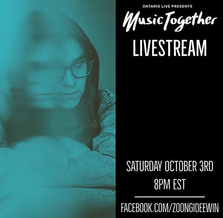 Happy Saturday everyone ⭐️ we have a great livestream planned this evening! Don’t forget to tune in at 8 pm EST to watch <a href="/zoongideewin/">Zoongide’ewin</a> ❗️❗️ visit musictogether.ca for more info