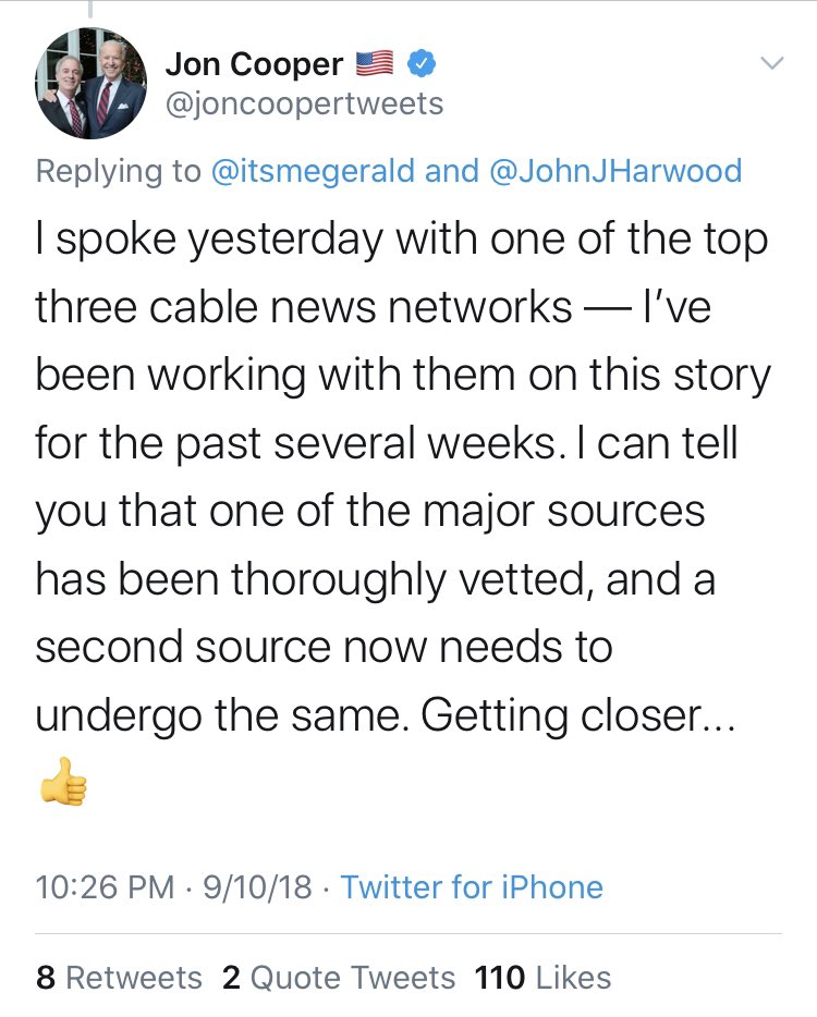 First, he claimed he would be the “final nail in the coffin” on some major story he was reportedly working on about Trump and impeachment. That was in September of 2018. Any follow up,  @joncoopertweets?