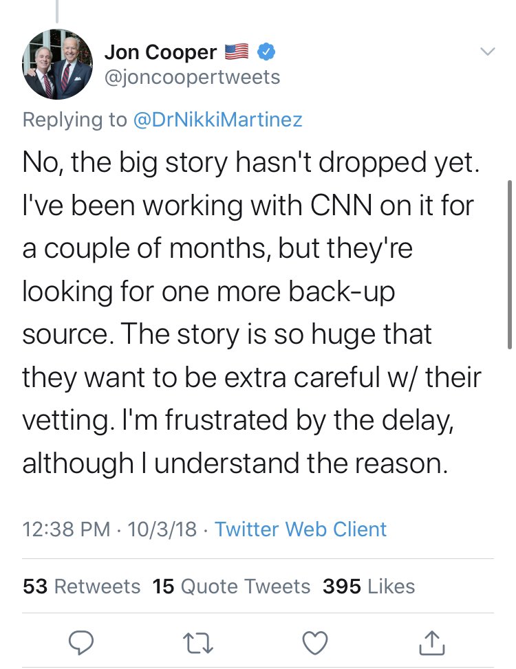 He smeared  @LindseyGrahamSC as well. Same thing here. It’s been two years to the day. No word from  @joncoopertweets on a “story so huge that they (CNN) want to be extra careful” about. Right.