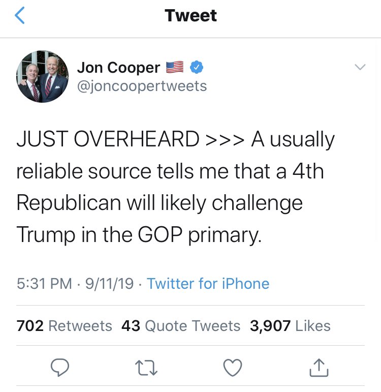 Remember when there was going to be a serious Republican challenger to Trump,  @joncoopertweets? The internet remembers.