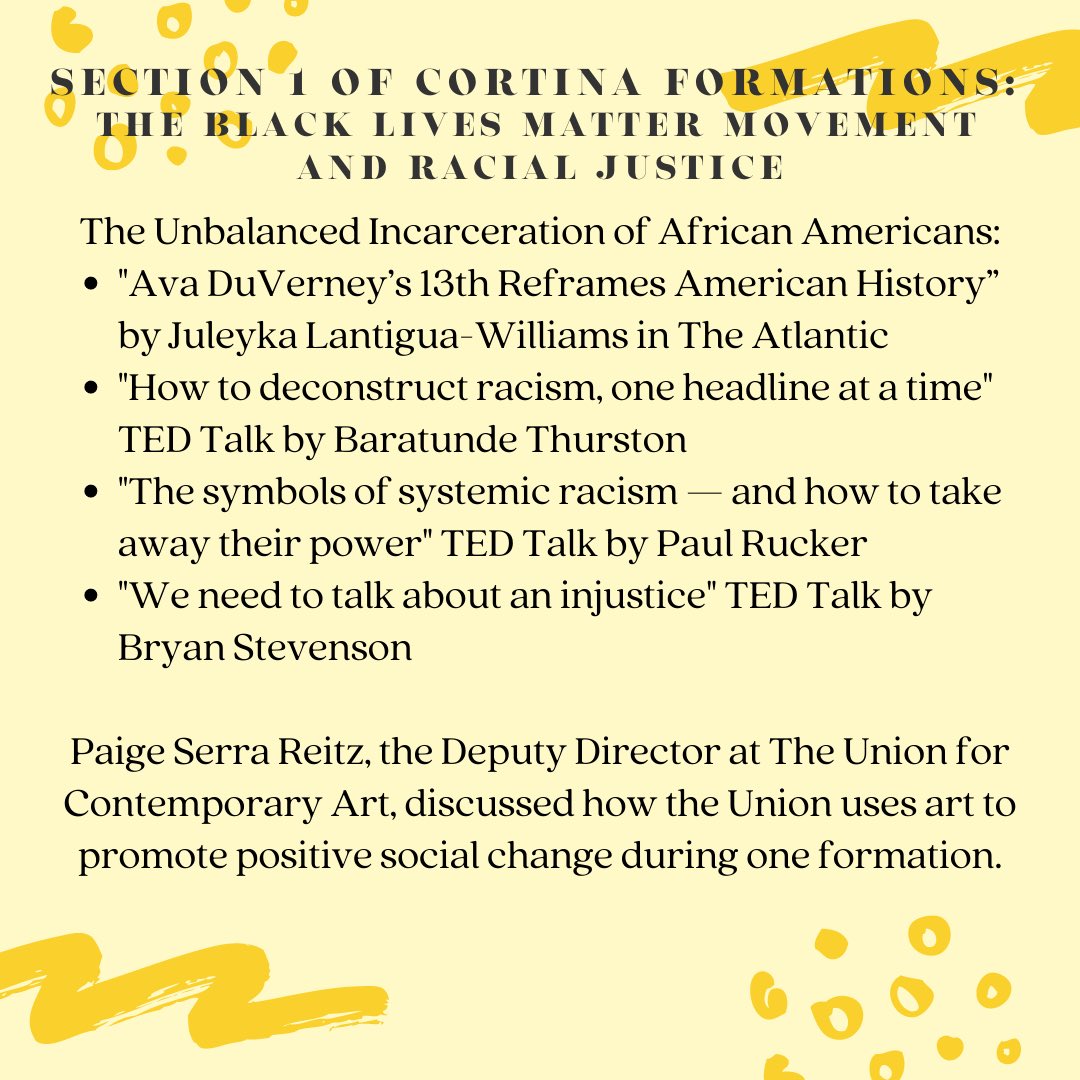 CortinaTweets's tweet photo. Our first set of formations have focused on the Black Lives Matter Movement and racial justice. Formation provides weekly opportunities to expand our knowledge of different social justice topics and challenges us to think about how to live in light of that knowledge. https://t.co/N0SqqMZyQ2