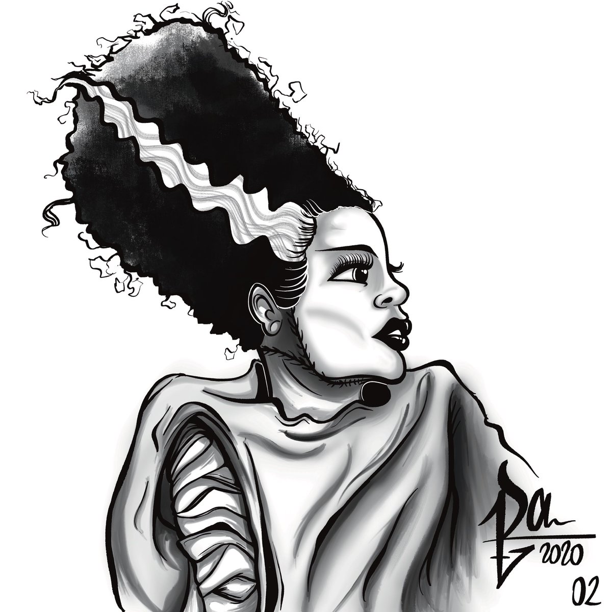 Bride of Frankenstein Dia 2 #inktober2020