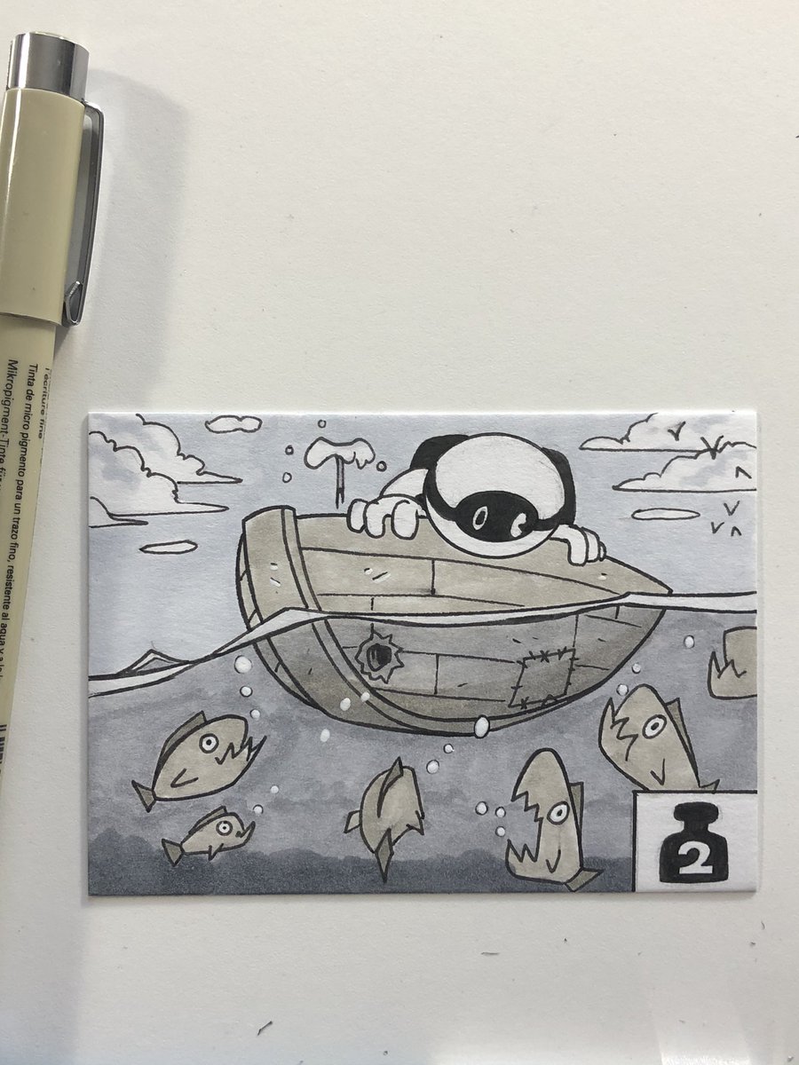 RichSmithRobot's tweet photo. Inktober day 2, BOAT! Done on a sketch trading card for Monochrome Workshop (@ottojokes )
.
#Inktober #inktober2020 #drawtober2020 #drawtober #Drawloween #ink #freshink #monochromerpg https://t.co/3PMEwYVrbe