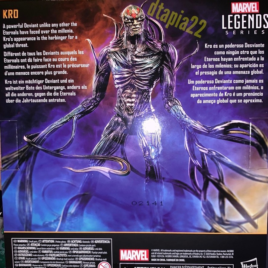 BRMarvelNews's tweet photo. 🚨 A verso da caixa de brinquedo da linha da Marvel Legends mostra o visual do Kro, um dos vilões de #Eternals.
"Um poderoso Deviante como jamais os Eternos enfrentaram em milênios, o aparecimento de Kro é um prenuncio da uma ameaça global que se aproxima" https://t.co/e2DtjZuv8Q
