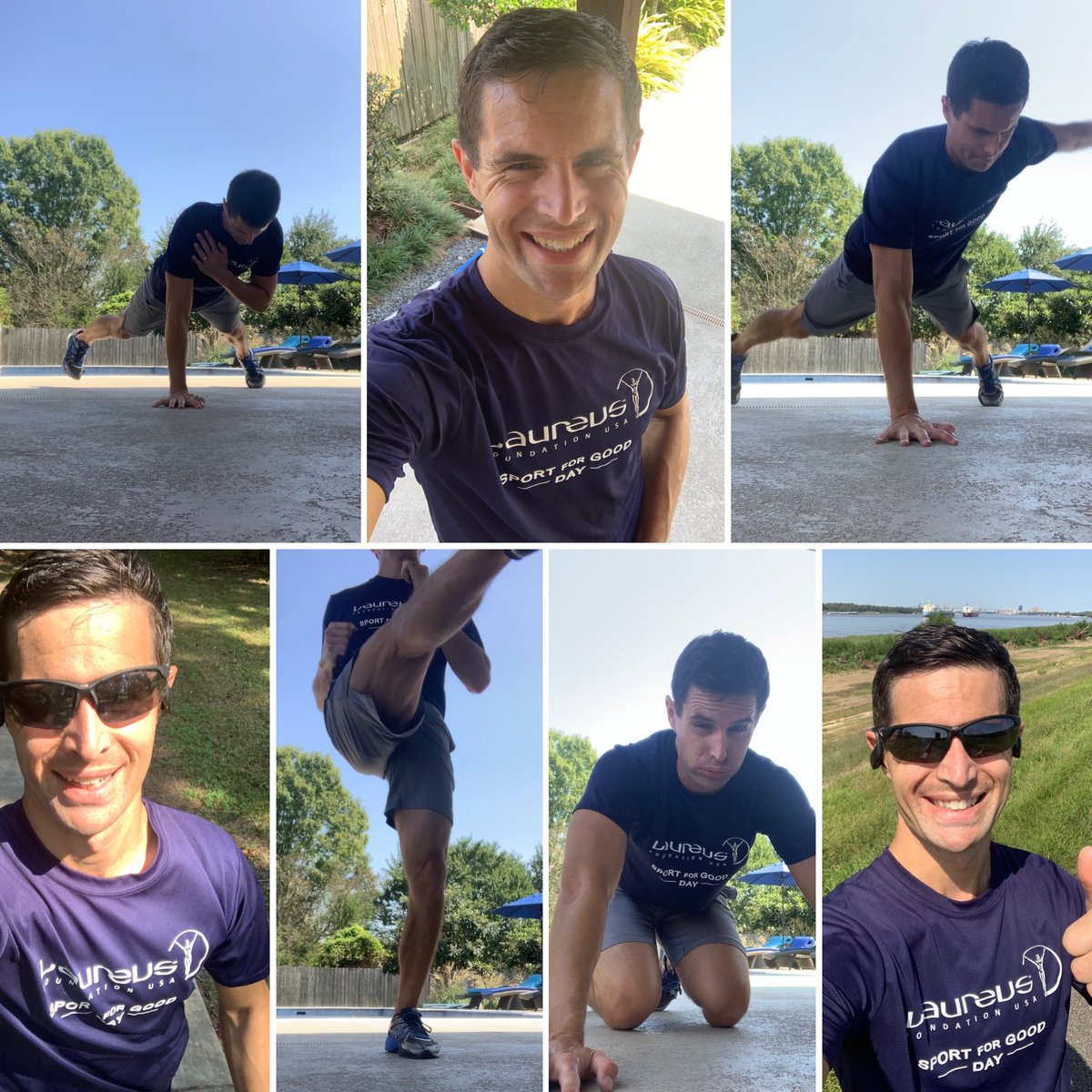 pgsvensson's tweet photo. Insanity Max:30 workout w/ ShaunT + 30 minutes of running along the Mississippi to celebrate @Laureus_USA Sport for Good Day. Thankful to work with so many amazing community organizations championing sport for social change in NOLA and beyond! #S4GDay https://t.co/BQiKtz8Ioz