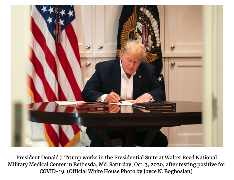 NEW: The White House has released these photos which purport to show  @realDonaldTrump "at work" at Walter Reed National Military Medical Center.