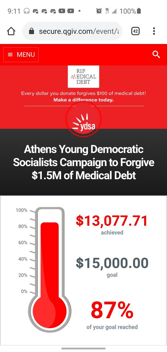 WE BROKE $1.3 MILLION IN RURAL MEDICAL DEBT FORGIVEN TODAY Y'ALL!$23 more to 1,310,071! Less than $2k to the $1.5 million debt forgiveness goal! Keep sharing, keep boosting, see if your employer matches donations! https://secure.qgiv.com/event/athens/ 