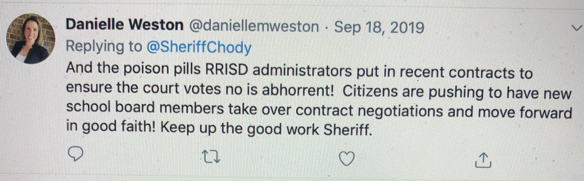 Justice4_Javi's tweet photo. @report_rr @daniellemweston @Schmidt4RRISD @drbone4rrisd @RoundRockISD Read every tweet by mean girl @daniellmweston! She never says a good thing bout Round Rock school district &amp; says nothing bad about Chody's Wilco! Seems like she hates Round Rock administrators they can't do nothing right &amp; Chody can't do nothing wrong in her eyes! #SheScary https://t.co/vdvFC3Bnib
