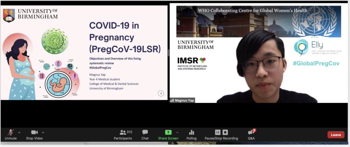 Such an experience presenting along with the rest of the PregCoV team at <a href="/elly_charity/">ELLY Charity (#weareElly)</a> webinar today. A fantastic event with great speakers! 

Thank you <a href="/thangaratinam/">Professor Shakila Thangaratinam</a> for your support and for allowing us to be a part of the living systematic review!
#GlobalPregCov