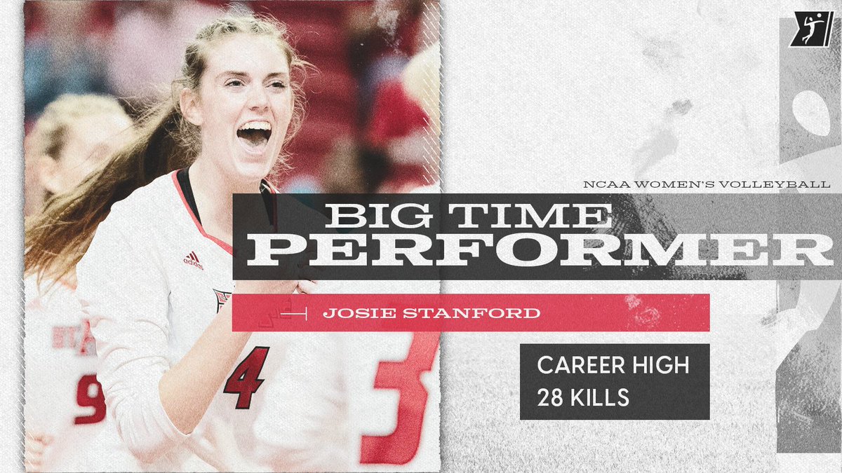 NCAAVolleyball's tweet photo. Go off, @josiestanford_! 😤

The junior had a career performance with 2️⃣8️⃣ kills – the most by a Red Wolf in almost two years – as @AStateVB defeated rival Little Rock in four sets.

#NCAAVB https://t.co/pBeoZ1Plbc