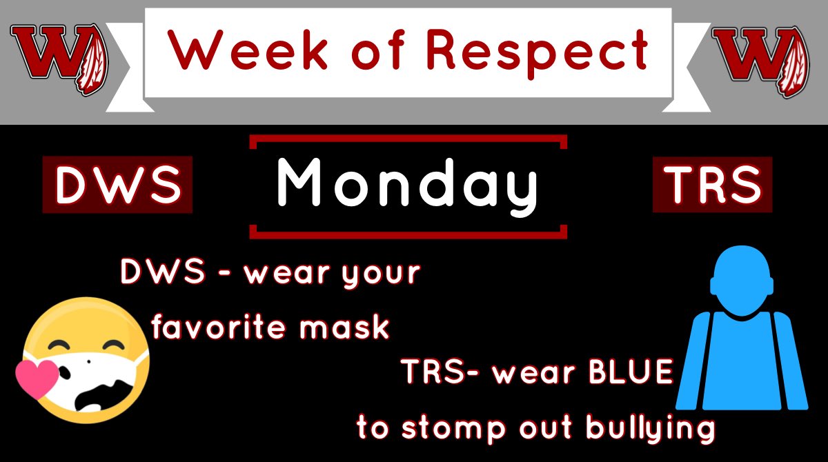 Weehawken Schools (@weehawkentsd) on Twitter photo Our #WeekOfRespect activities begin on Monday! DWS Ss wear your favorite mask & TRS Ss dress in blue to #STOMPOutBullying! <a href="/EricCrespoEDU/">Eric Crespo</a> <a href="/FAmato53/">Francesca Amato</a> <a href="/al_orecchio/">Al Orecchio</a> <a href="/SuzanneMera/">Mrs. Mera</a> <a href="/McginleyIsabel/">Isabel McGinley</a> @WTSDGuidance53 <a href="/KLLieblich/">Kathy Lieblich</a> <a href="/Mr__Ferrer/">Cory Ferrer</a> <a href="/teachnbeach1/">Whaletales π</a> <a href="/gioahmad/">Gio Ahmad</a> <a href="/Mrs__Guzman/">Kristen Guzman</a> Our #WeekOfRespect activities begin on Monday! DWS Ss wear your favorite mask & TRS Ss dress in blue to #STOMPOutBullying! <a href="/EricCrespoEDU/">Eric Crespo</a> <a href="/FAmato53/">Francesca Amato</a> <a href="/al_orecchio/">Al Orecchio</a> <a href="/SuzanneMera/">Mrs. Mera</a> <a href="/McginleyIsabel/">Isabel McGinley</a> @WTSDGuidance53 <a href="/KLLieblich/">Kathy Lieblich</a> <a href="/Mr__Ferrer/">Cory Ferrer</a> <a href="/teachnbeach1/">Whaletales π</a> <a href="/gioahmad/">Gio Ahmad</a> <a href="/Mrs__Guzman/">Kristen Guzman</a>