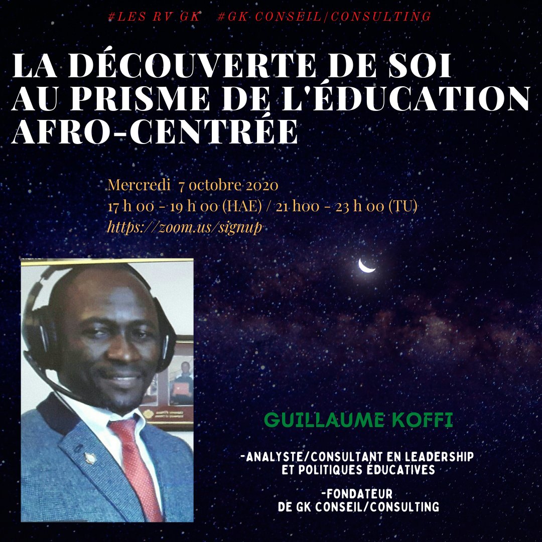 LES RV GK, un concept inédit de GK Conseil/Consulting !
JE VOUS INVITE TOUTES &amp; TOUS!😀
#LESRDVGK #LESRVGK #LesRdvDeGuillaumeKoffi #GKConseilConsulting #Education #Communication #CommunityInterpretation #Éducation #InterprétationCommunautaire
#GuillaumeKoffiOttawa #GuillaumeKoffi