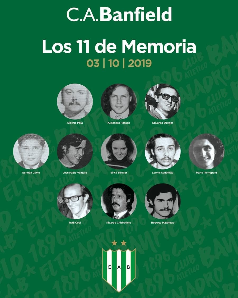 BanfieldxDDHH's tweet photo. Hace un año que el @CAB_oficial sale a la cancha con "Lxs 11 de Memoria"

El 3 de octubre es una fecha que quedara en la historia de nuestro #Club porque un día como hoy, pero hace un año, reasociamos a lxs banfileñxs que fueron alcanzadxs por el terrorismo de estado. https://t.co/HBsf4Pd66I
