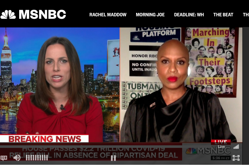 TheirFootsteps's tweet image. Awesome to see @AyannaPressley of #Massachusetts on 
@MSNBC w/ our #poster in the background. We're proud that #Pressley is marching in the footsteps of #women #civilrights leaders &amp;amp; is making strides those #leaders could only dream about. @NBCNews #MarchingInTheirFootsteps #NBC