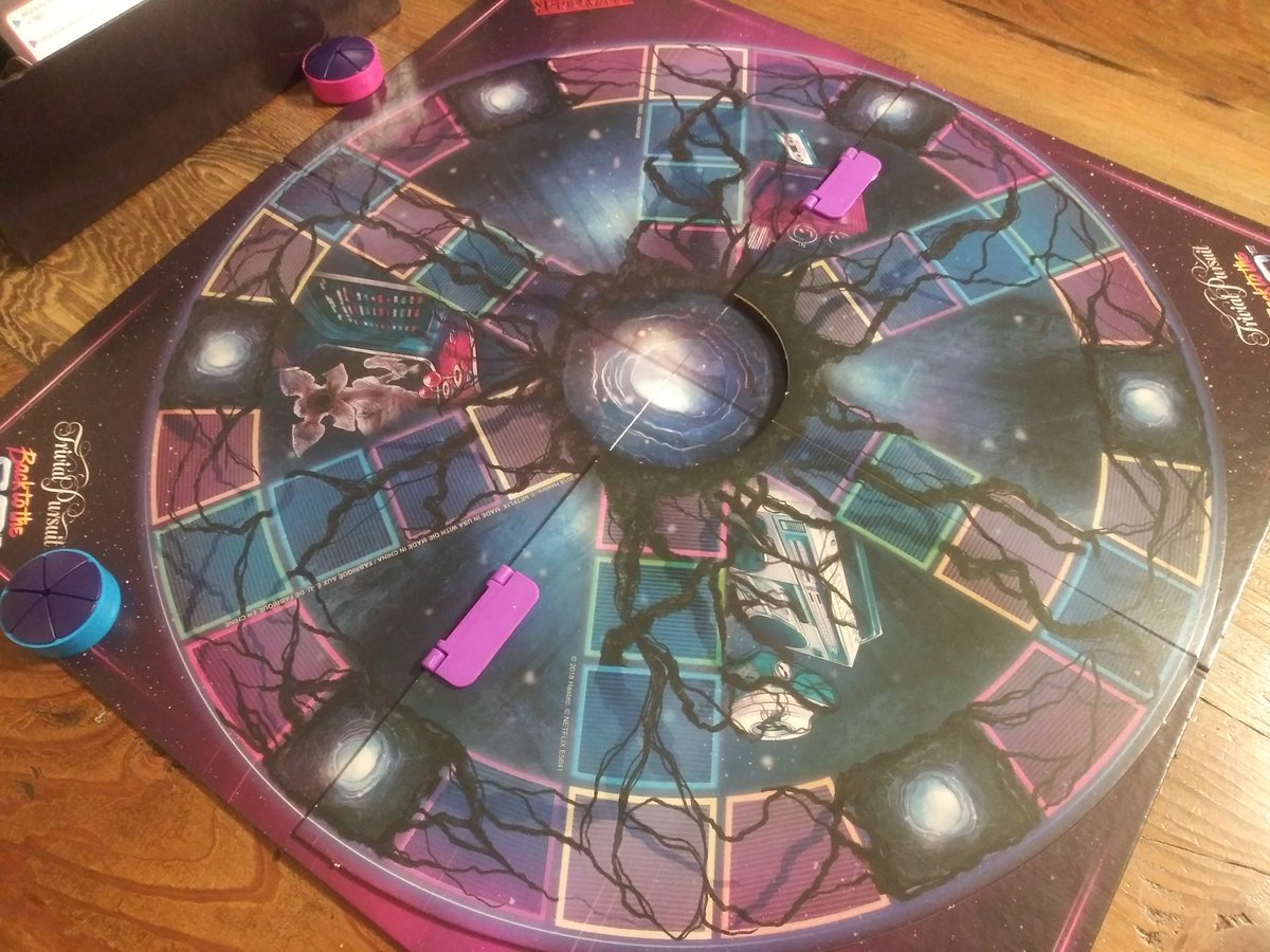 PaisleyAvocado's tweet photo. Playing a Stranger Things/80s Trivial Pursuit, complete with an Upside Down. #familygamenight #boardgames #trivialpursuit @seanfaustmusic https://t.co/iWubaT43KS