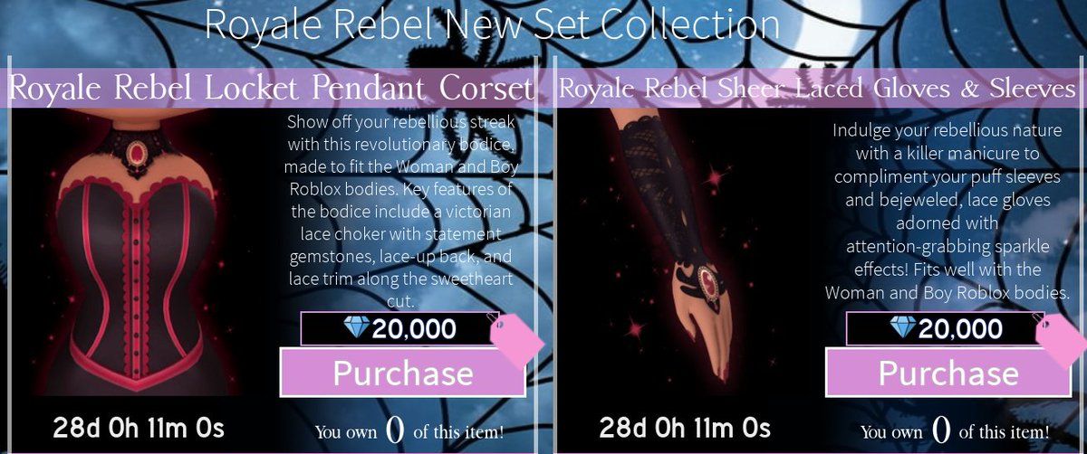 Royale High On Twitter Rh Update 10 3 20 The Royale Rebel New Set Collection A Collab Between Reddietheteddy And Ixchoco Has Been Released For A Total Of 113 000 Diamonds - roblox halloween update royale high